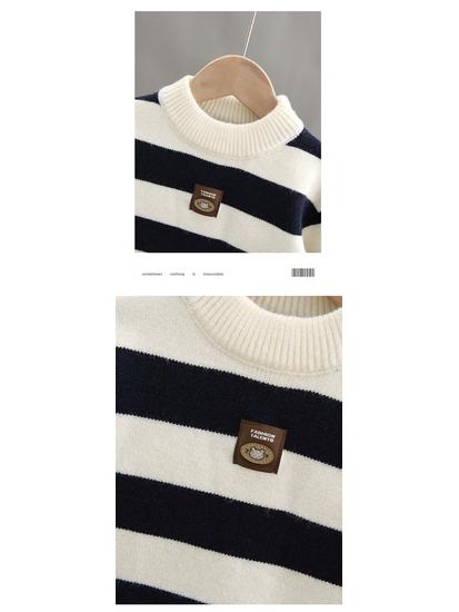 2025 Fashionable Boys' Striped Sweater: Handsome Toddler Spring/Autumn Knitwear