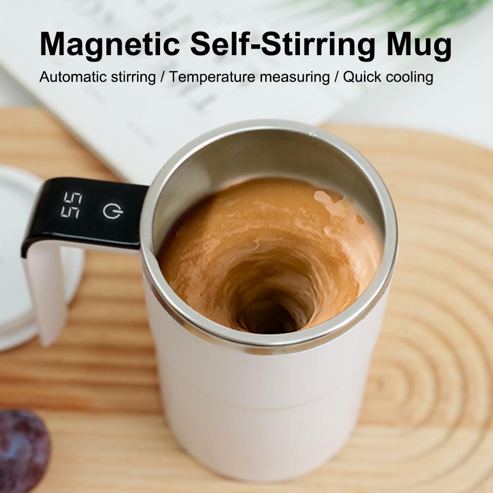 Magnetische, selbstrührende Kaffeetassen, tragbarer automatischer Mischbecher, wiederaufladbarer, selbstrührender Becher mit Thermometer für das Home-Office