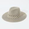 Spring Summer Fashion Striped Fedora for Women, Elegant Foldable Straw Sun Hat, Beach Vacation Accessory