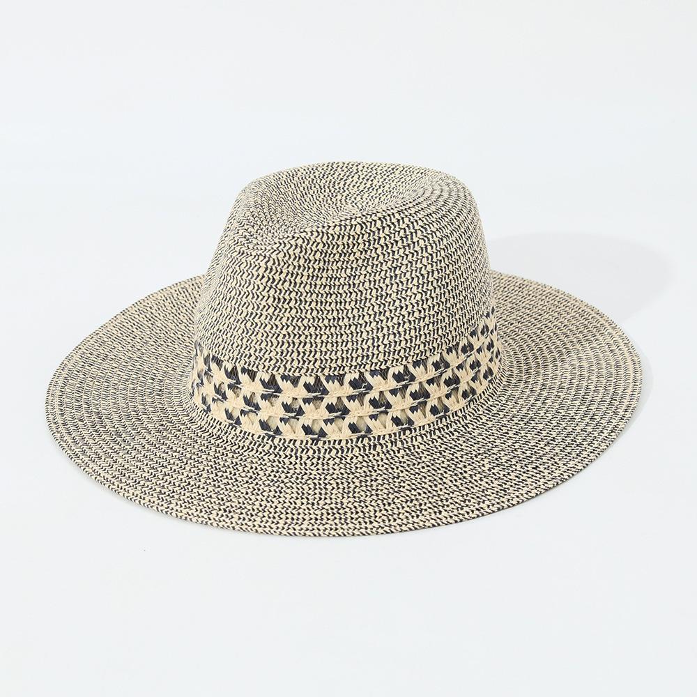 Spring Summer Fashion Striped Fedora for Women, Elegant Foldable Straw Sun Hat, Beach Vacation Accessory