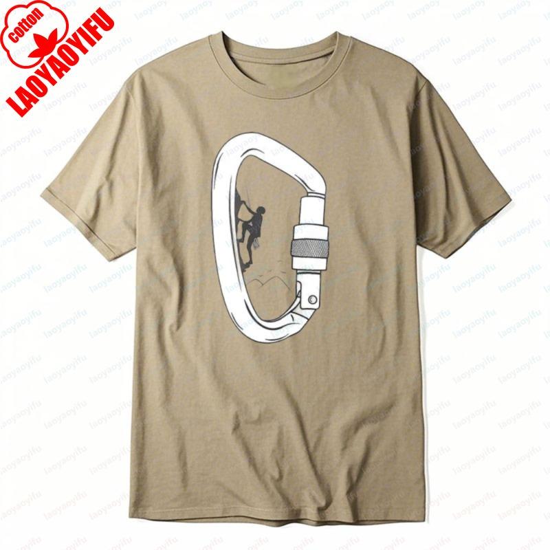 

Carabiner Climbing Gear Printed Tshirt Outdoor Adventure Tee Climber Graphic Summer Casual Mountain Sport Mens Tops Camisetas 4XL