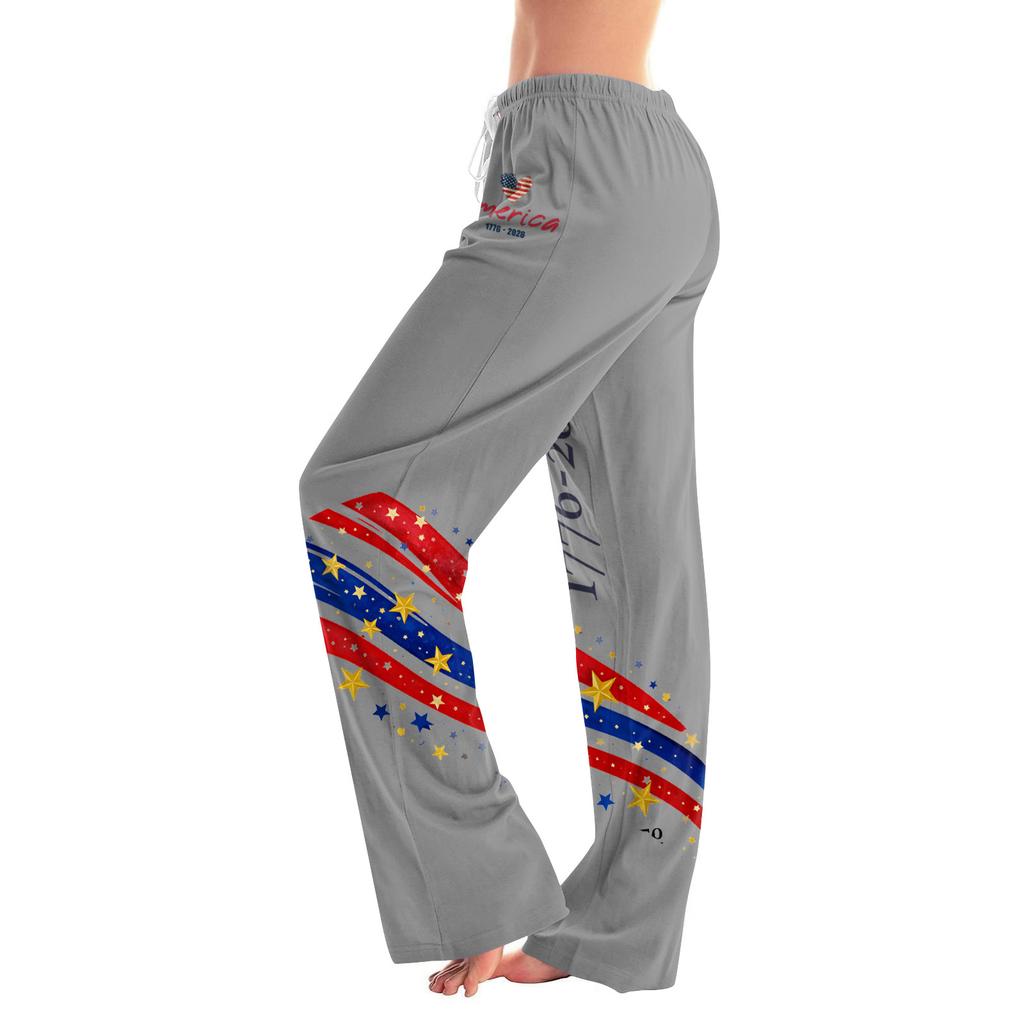 Women's Drawstring Independence Day Festival Printed Trousers Casual Pants