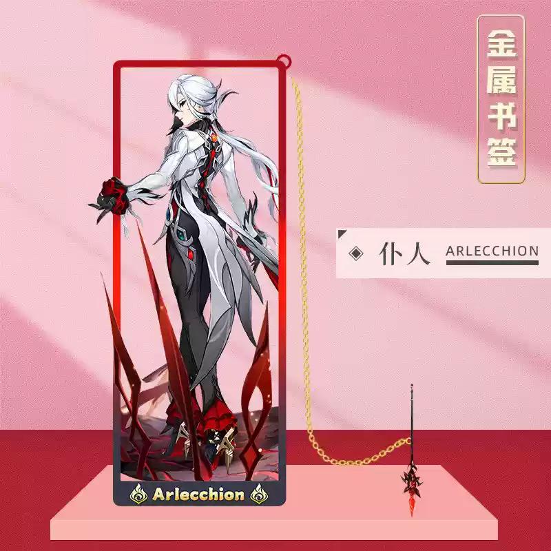 Set Ufficiale Segnalibri Metallici Genshin Impact Skirk Furina Scaramouche Kinich Valessa Supporto Personaggio Arredamento Scrivania Anime Regalo