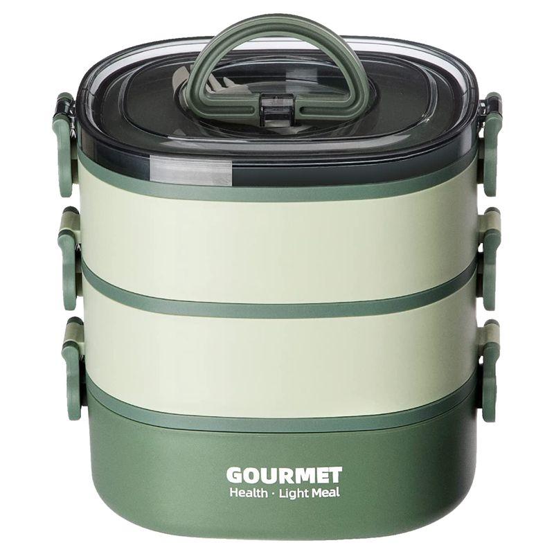 A84E-Bento Box Adult Lunch Box, Leak-Proof, Stacking Bento Box Lunch Box,Portable Food Container Storage Boxes зелёный
