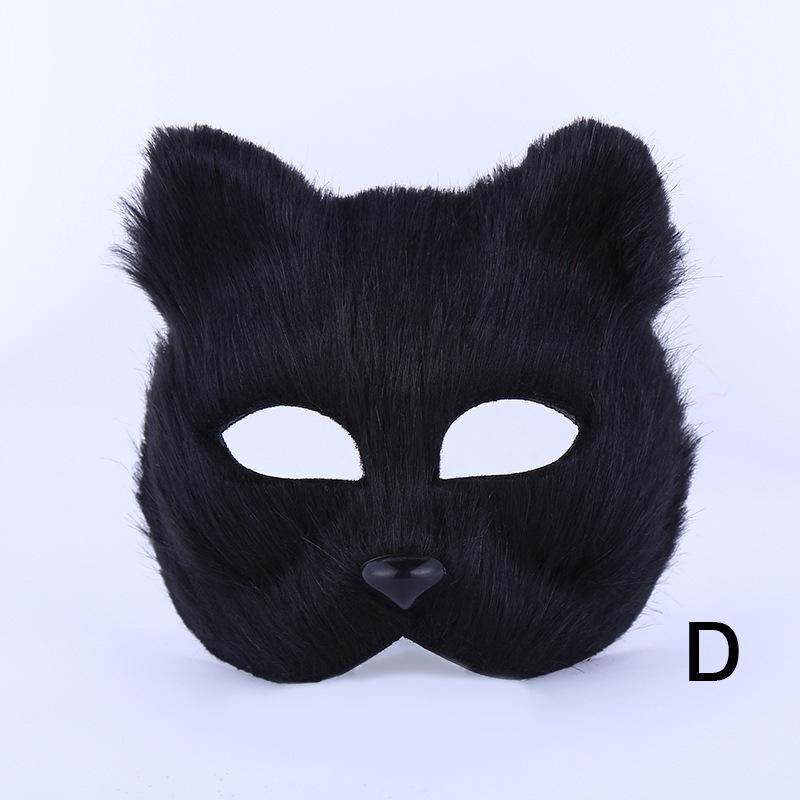 

Furry Fox Masks Half Face Eye Mask Cosplay Props Halloween Christmas Carnival Party Animal Cosplay Mask Costume Accessories чорний