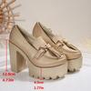 Women's Chunky Heel High Heel Shoes with Tassel Decoration - 2025 Autumn Collection in Plus Sizes