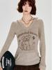 American Chic Slim-Fit Long-Sleeve Little Dog Hoodie for Women - Early Autumn Design