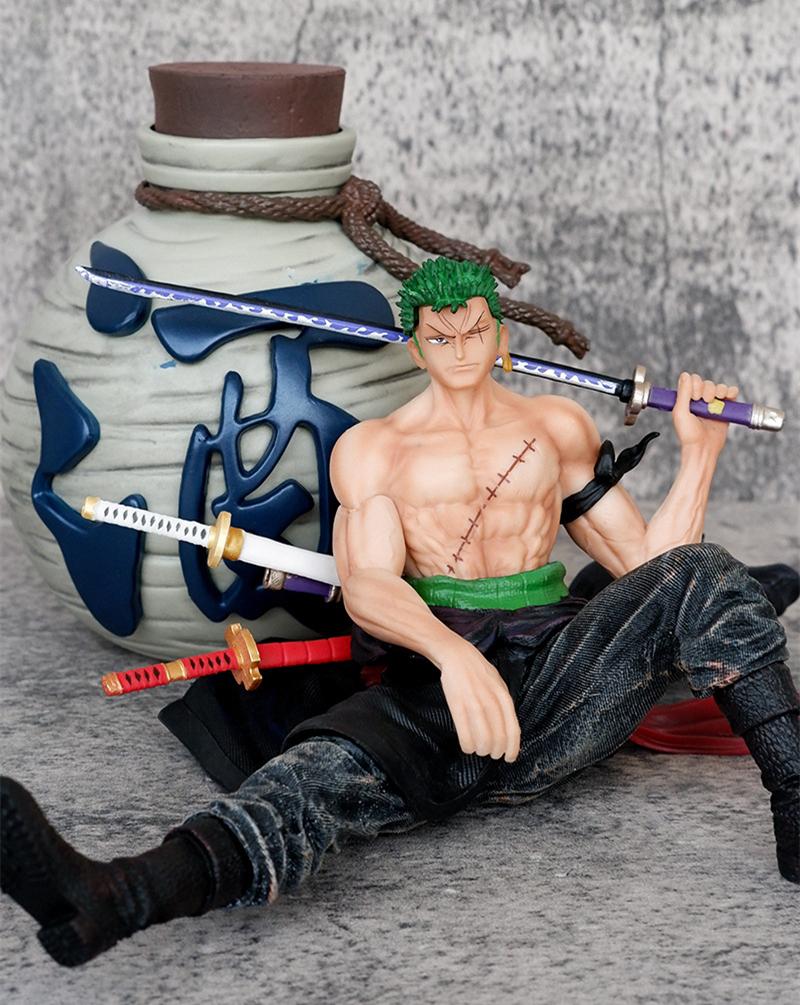 Anime One Piece Two Years Later Roronoa Zoro Sitting Ver. PVC Action Figure Statue Collection Model Kids Toys Doll Gifts 12cm