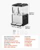 Commercial Beverage Dispenser 2 Tanks 12 L / 12.7 QT Per Tank, Stainless Steel Juice Dispenser, Ice Tea Drink Machine with 7 to 12 Cooling