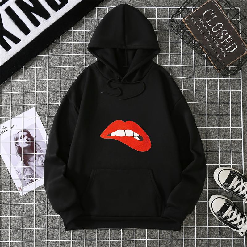 Autumn Lips Slip Printed Loose-Fit Long Sleeve Women's Casual Slimming Harajuku Style Trendy Base Layer Top