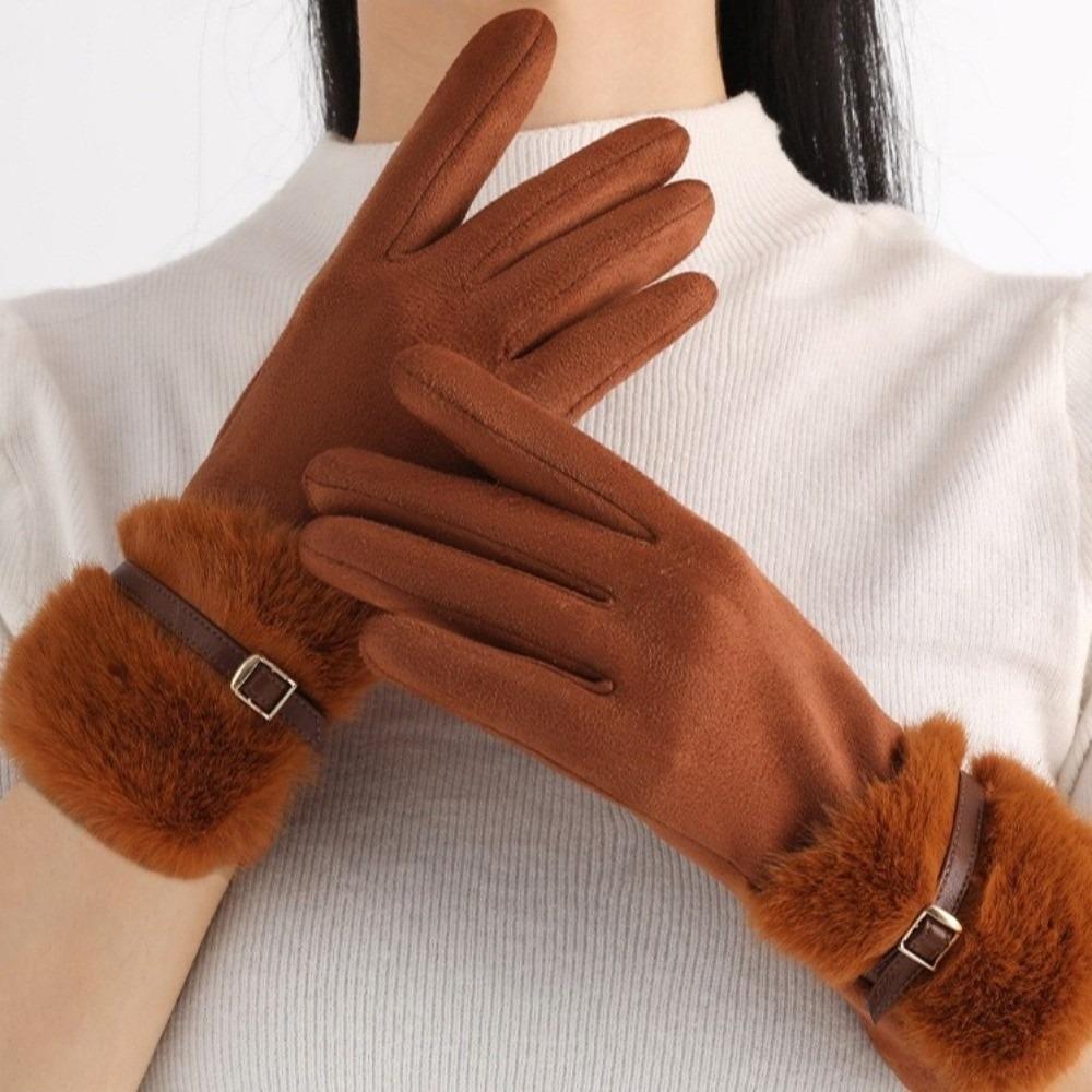 Velvet Women Gloves Thick Cycling Mittens Fashion Winter Suede Gloves Outdoor