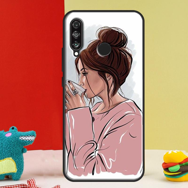 OK but first coffee For Huawei Nova 12s 12i 11i 8i 9 10 SE Y91 Y90 Y60 Y70 Y72 Y61 P20 P40 P30 Lite P60 Pro Case