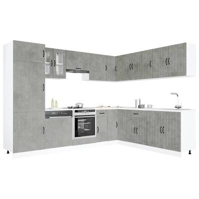 Lucca Kitchen Cabinet Set, 14-Piece, Concrete Gray