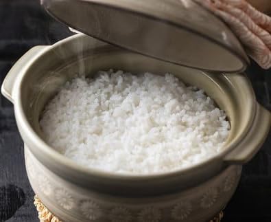 Oryginalny Ryżowar Ginpo Toki Hana Mishima "Odporny na wykipienie", Pojemność 2 filiżanki, Garnek ceramiczny, Kompatybilny z kuchenką bezpośredniego ognia, Wyprodukowano w Japonii, 21161