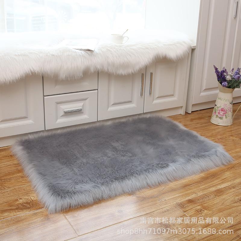 Tapete Lavável de Lã Sintética com Pelo Longo para Quarto, Varanda, Janela Saliente, Sofá ou Decoração de Estufa