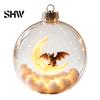 Halloween Hanging Decoration Glowing Sphere, Lighted Clear Ball Ornament, Cute Witch Seasonal Home Cat, LED for Indoor Mantel Party Decor Garden