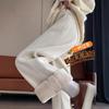 Womens High-Waisted Wide Leg Pants 2026 Fleece-Lined Straight Cut Casual Trousers Winter