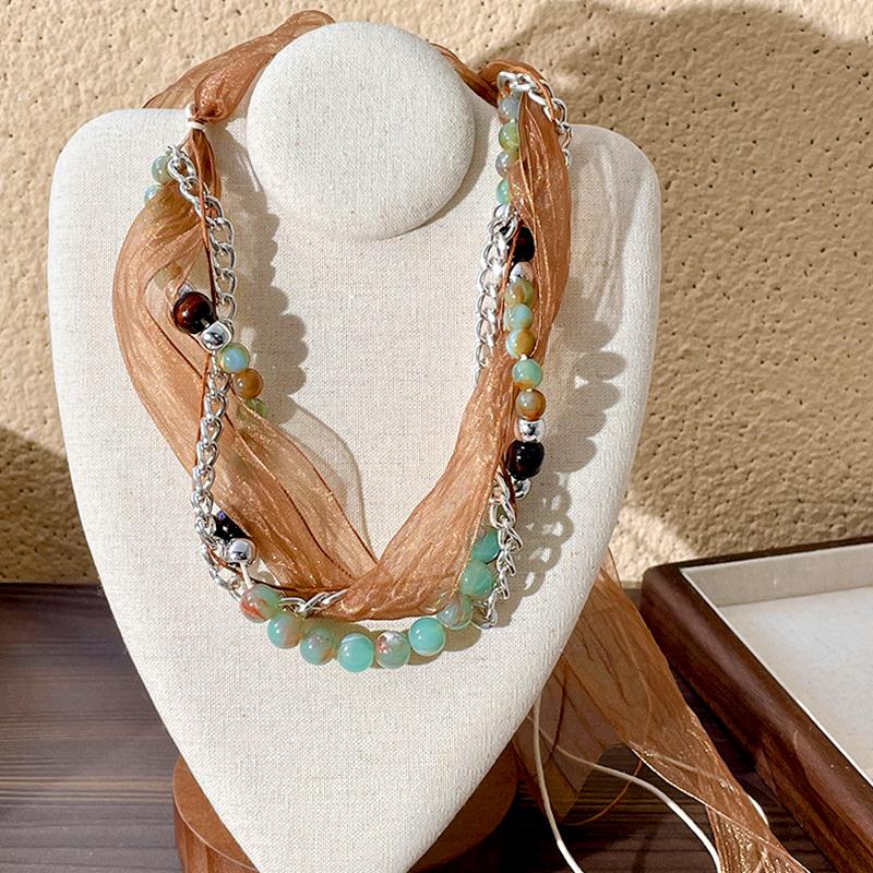 1 Pc Waist Chain Bohemia Hat Rope Retro Style Silk Rbbon Ethnic Style Headwear Compilation And Distribution Beaded Headband