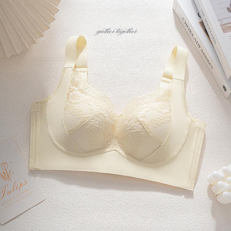 

Женское нижнее белье Удобный дышащий бюстгальтер Нескользящая верхняя поддержка Сексуальный кружевной бюстгальтер Бюстгальтер пуш-ап 44/100D бежевый