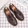 New Retro Thick Soled Fringe a Slip- Loafers British Style Small Leather Shoes Soft Sole Shallow Mouth Single Shoes