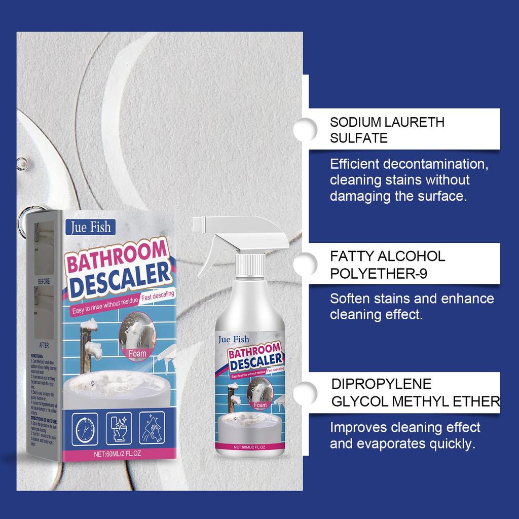 Bathroom Sink Stainless Steel Cleaner Shower Glass Limescale Stain Remover Cleaner Bathtubs