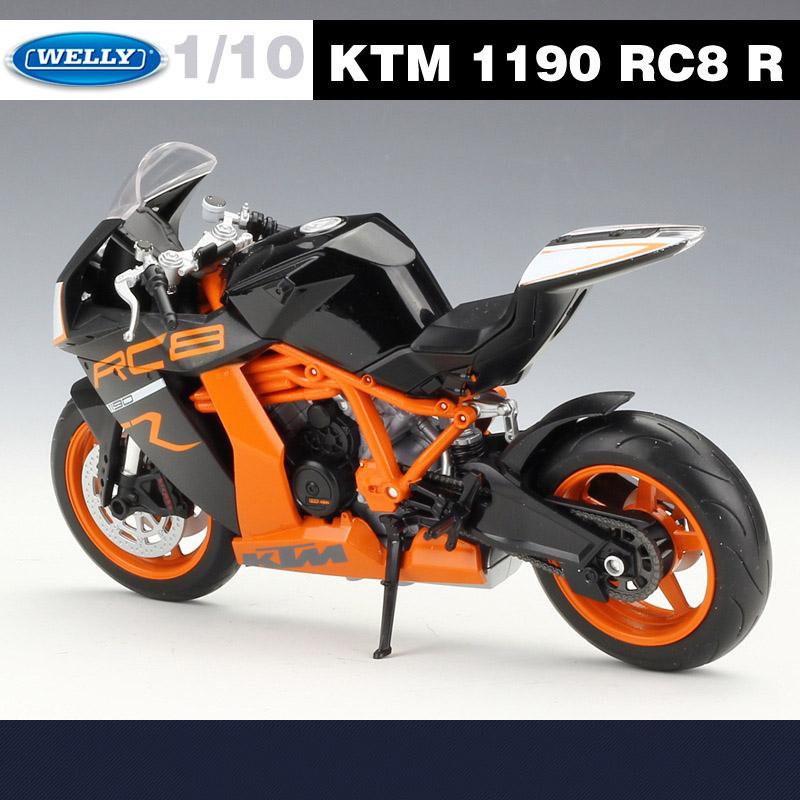 Welly 1/10 KTM 1190 RC8 R Alloy Sports Motorcycle Model Simulation Metal Toy Street Racing Motorcycle Model Collection Kids Gift