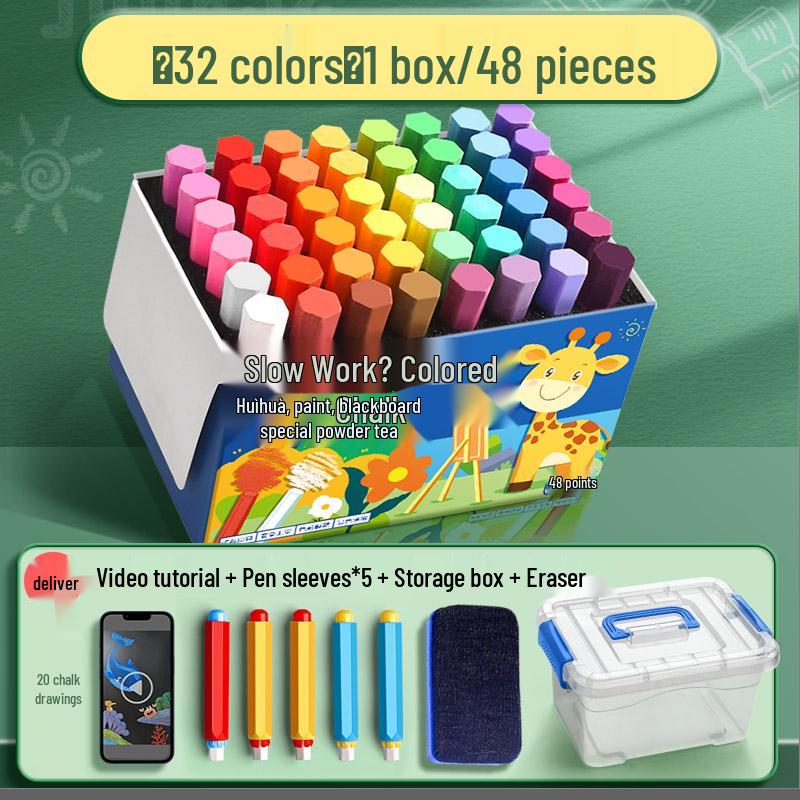 Vivid Dustless Multi-color Chalk for Children and Teachers - Keeps Hands Clean
