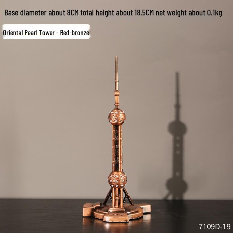 Envy Porcelain Oriental Pearl Tower Model: Shanghai Architectural Souvenir Figurine for Desktop Decoration.