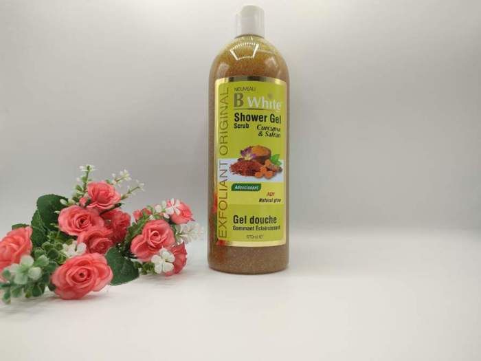 Gel douche - B White - Concentré au curcuma - Efficace contre les taches - Sans parabène - Flacon