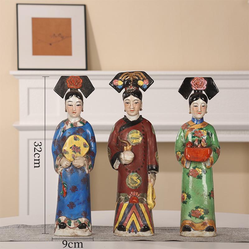 Creative Chinese Court Lady Ceramic Figurine for Modern Home Decor