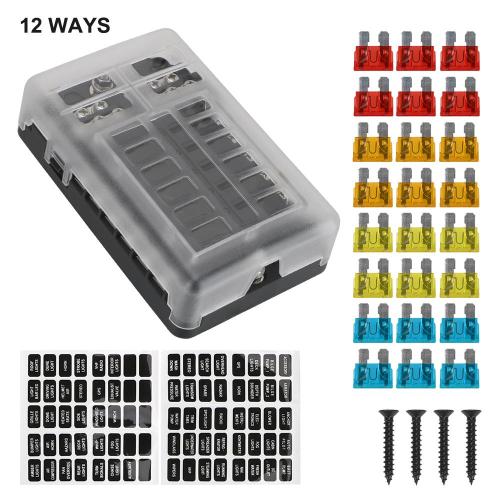 4Pin 12V 40A Relays with Spade Terminals Plastic Cover 12 Way Blade Fuse Holder Box for Auto Truck Trailer Fuse Car AccessoriesGood product