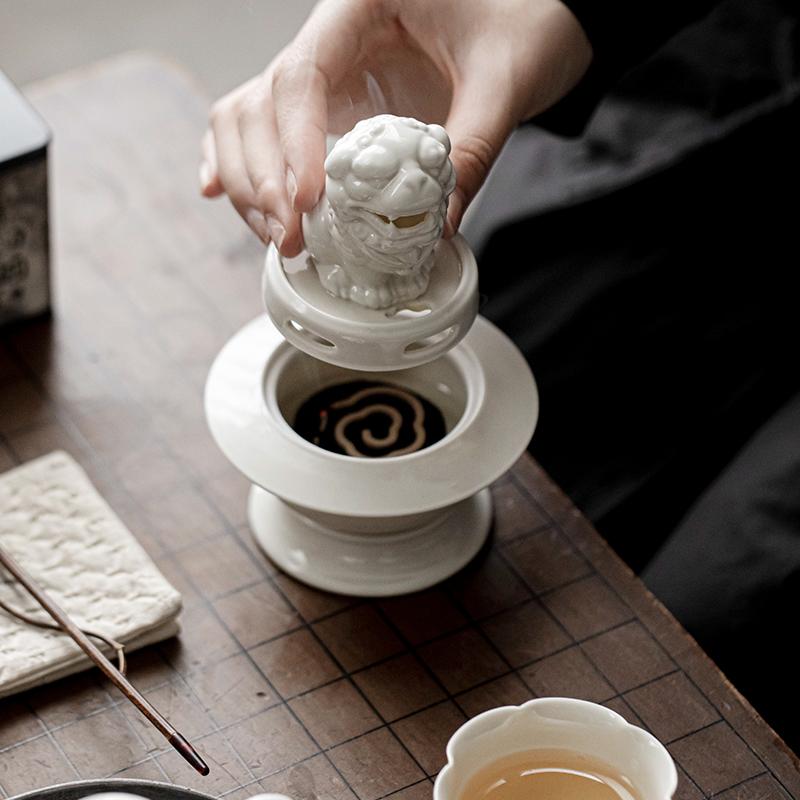 Plant Ash Glaze Suanni Beast Incense Burner Creative Retro Ceramic Table Decor for Home