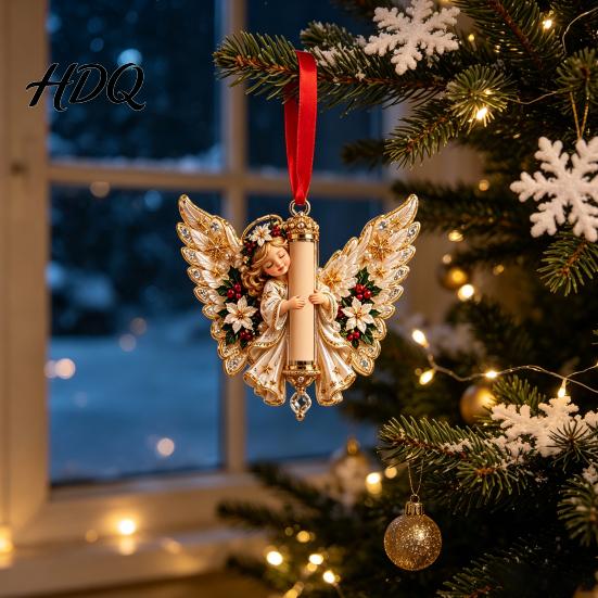 Christmas Money Holder Ornament Angel Cash Hanging Ornament Acrylic Pendant for Tree Holiday Decoration Festive Seasonal Keepsake Container