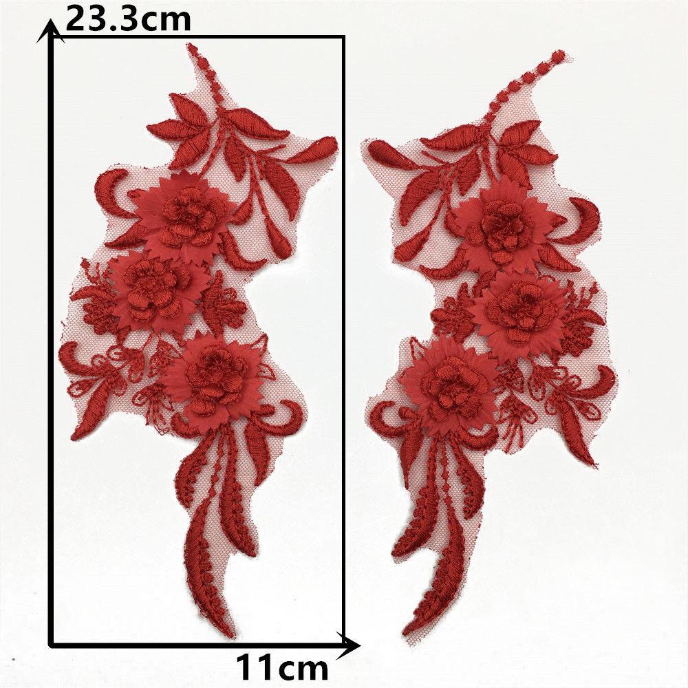 Red I Polyester Embroidery Color Embroidery Sewing Lace Diy Decorative Clothing Accessories Pair Collar Clothing