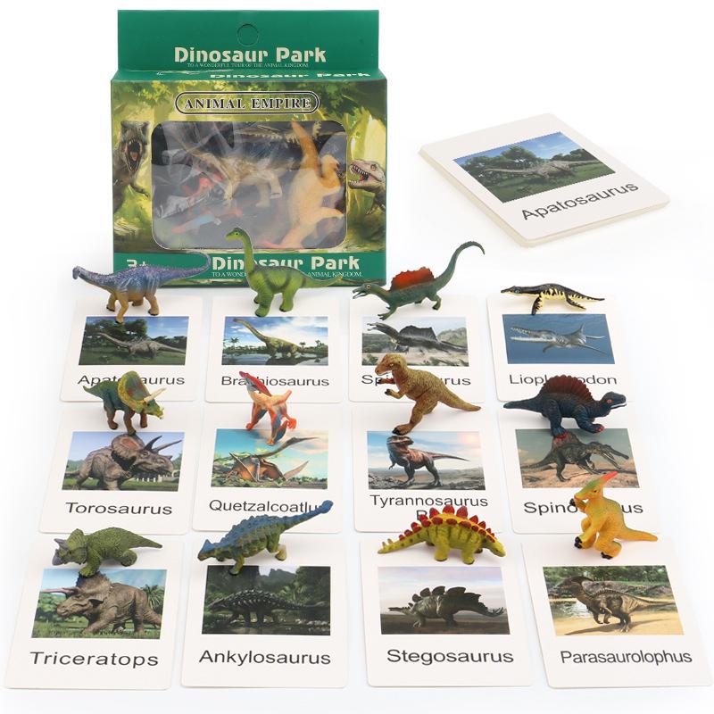 Children's Teaching Aids Knowledge and Knowledge Learning Cards 12 Hand-painted Dinosaurs Marine Animals Science and Education Model Toys