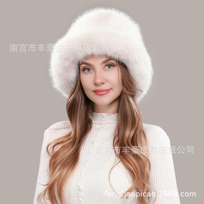 Women Winter Thick Warm Faux Fur Bucket Hat Fluffy Fashionable Ear Flaps