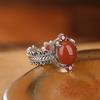 Adjustable Vintage-Inspired Wheat Motif Oval Cabochon Ring In Copper Men Women