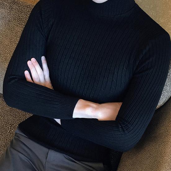 Solid Color Sweater Polyester Slim Fit 