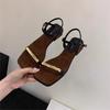 2025 Summer New Sandals with Skirts Women's One-word Fashion Versatile Thick Heel High-end Open-toed Women's Shoes