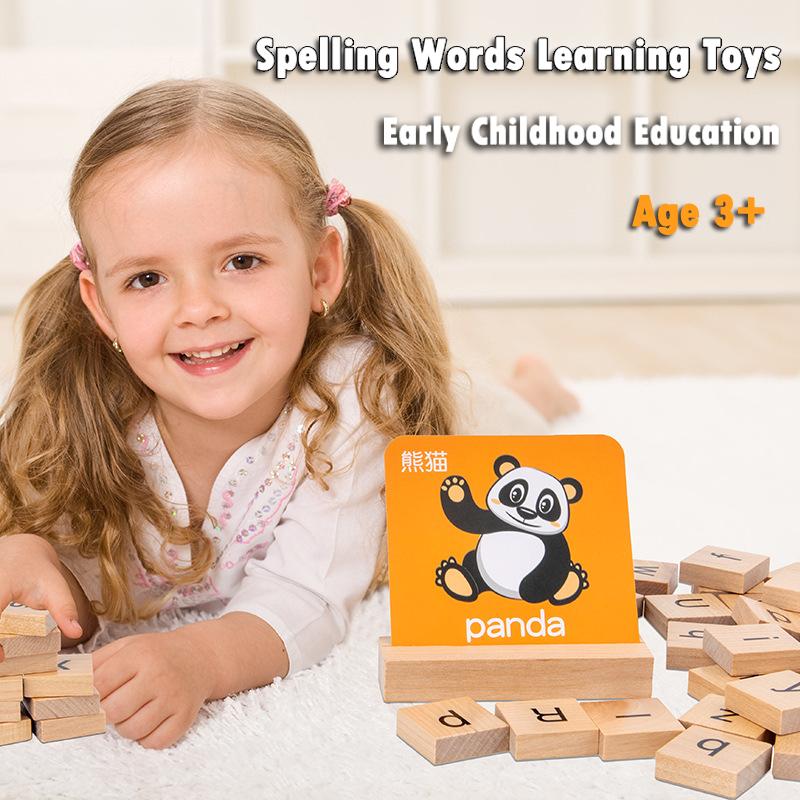Letter Games Montessori Language Toy Kids Learn to Spelling Read Words Matching Letter Education Games Wooden Preschool Toy