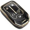 FEYOUN Key Fob Cover Compatible with Chevy Chevrolet Silverado GMC Sierra 1500 2500 3500 HD Limited Smart 5 Buttons TPU Remote Keyless Key Fob Case