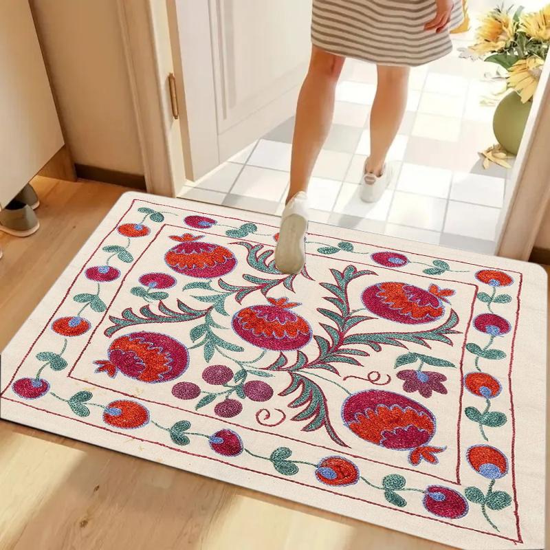 

Boho Pomegranate Floral Door Mat Non-slip Washable for Entryway Kitchen Home Decoration 40cm x 60cm