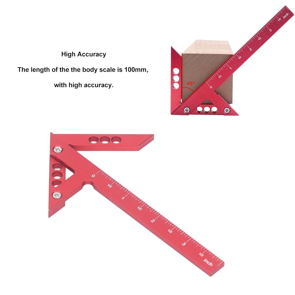 Garosa Center Finder, 45/90 Degree Angle Line Gauge Carpenter Ruler Aluminum Alloy Inch Woodworking Center Scriber Wood Measuring Scribe Tool