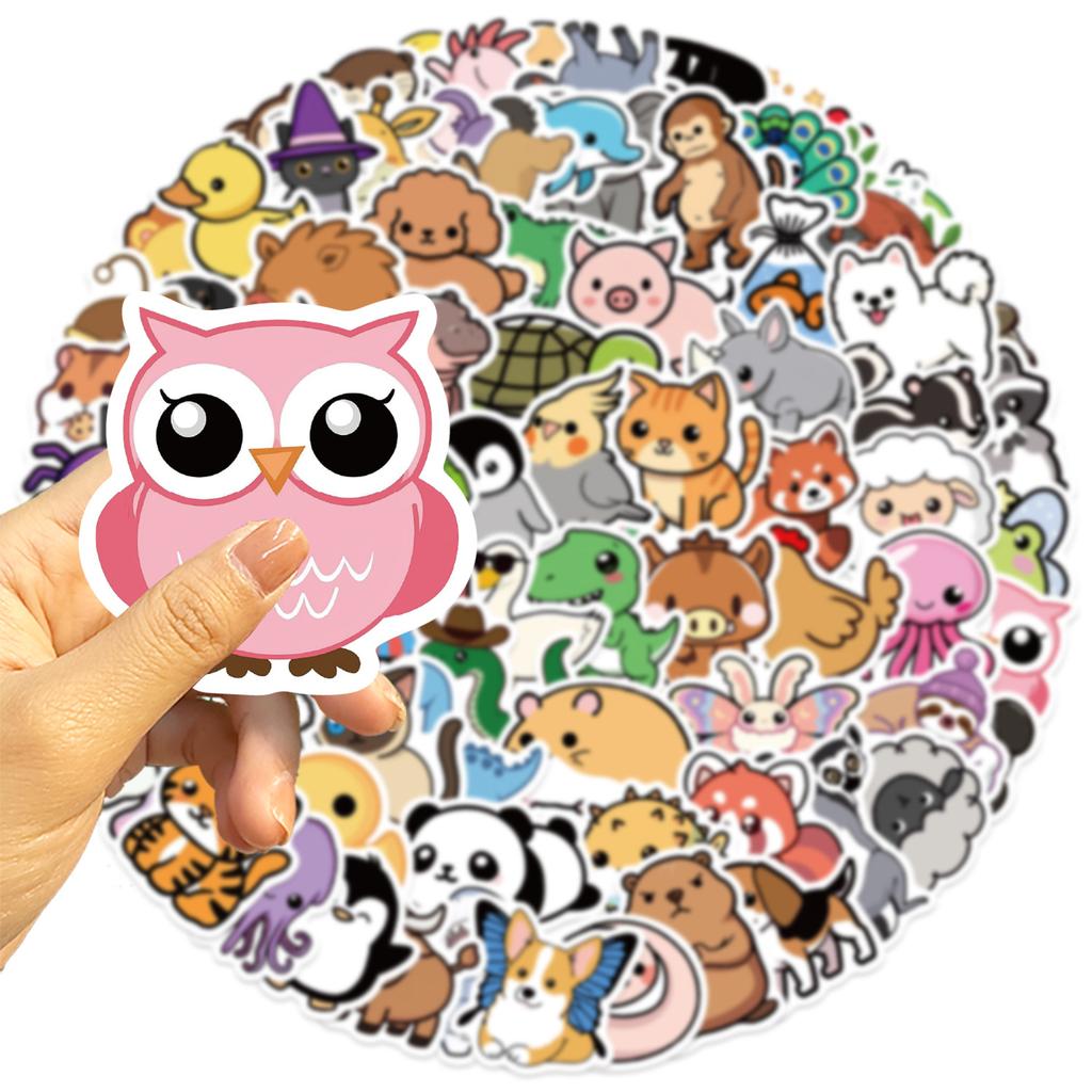 100 Cartoon Animals Illustrations Graffiti Stickers Guitar Notebook Suitcase DIY Waterproof