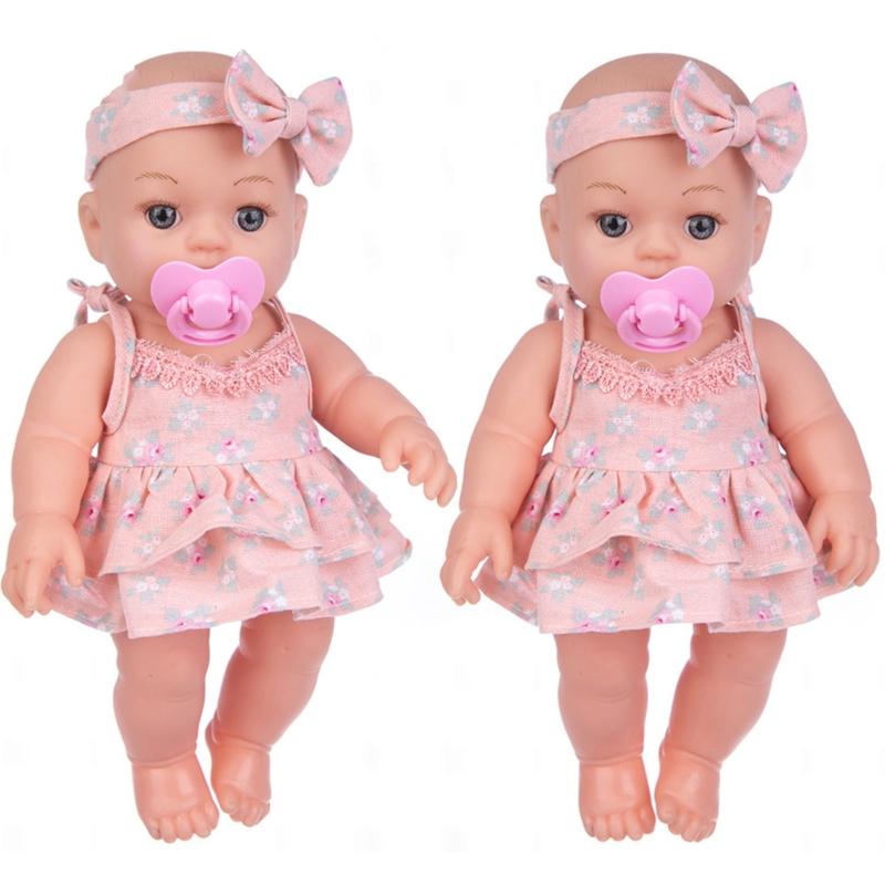 12'' Reborn Lifelike Toy Figure Interaction Toy Full Body Vinyl Simulation Baby Bath for Doll that Look Real for w/ Eyes