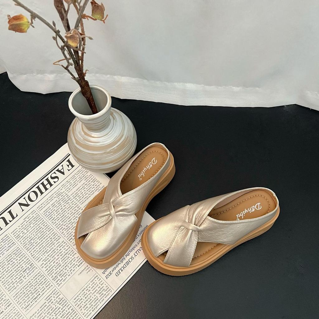 Summer new thick-soled Mary Jane shoes women wear fashionable and versatile casual soft-soled non-slip bag head slippers