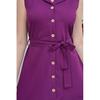 Casual&Comfort Dress Women's Shirt Collar Buttoned Sleeveless Waist Tied Summer Short Dress