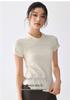 Damen Stretchy Nahtloses Strick Fitness-T-Shirt - Atmungsaktives, Hautfreundliches Kurzarm-Top für Yoga & Pilates