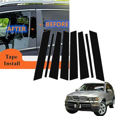 8Pcs Auto Tür Fenster Trim Säule Beiträge Säule Abdeckung Aufkleber für für BMW X5 E53 2000 2001 2002 2003 2004 2005 2006 Auto Styling