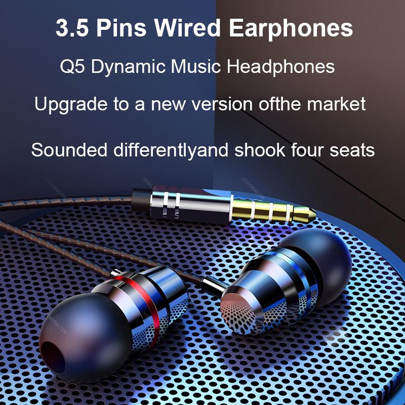 3.5mm Wired Headphones In Ear Headset Wired Earphones with Microphone Bass HiFi Stereo Earbuds Sports In-line Control For Phones